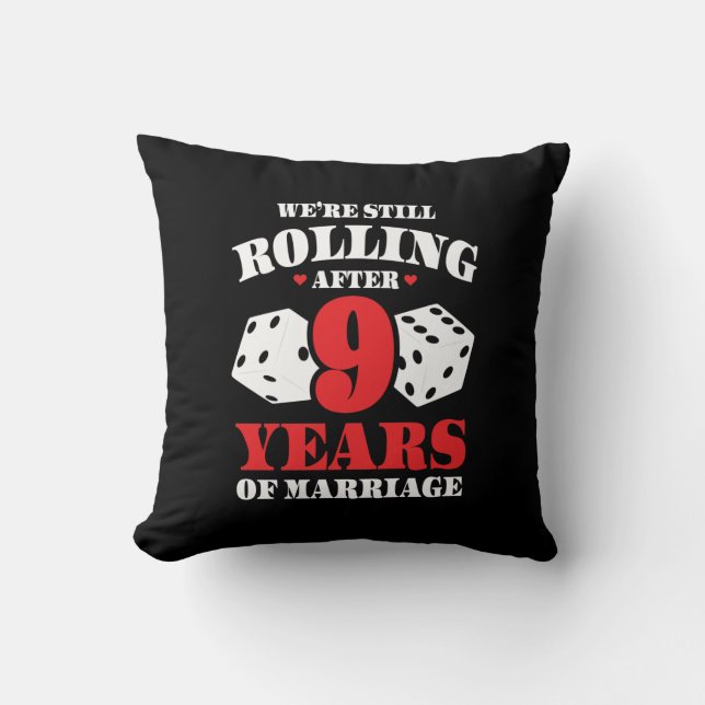 Funny 9th Anniversary Couples Married 9 Years Throw Pillow (Front)