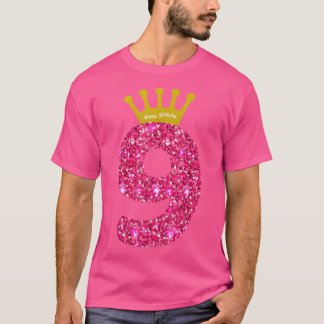 Funny 9th Party Number 9 Year Old Girls 9th Birthd T-Shirt