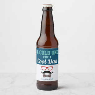 Funny A Cold One for a Cool Dad Happy Father's Day Beer Bottle Label