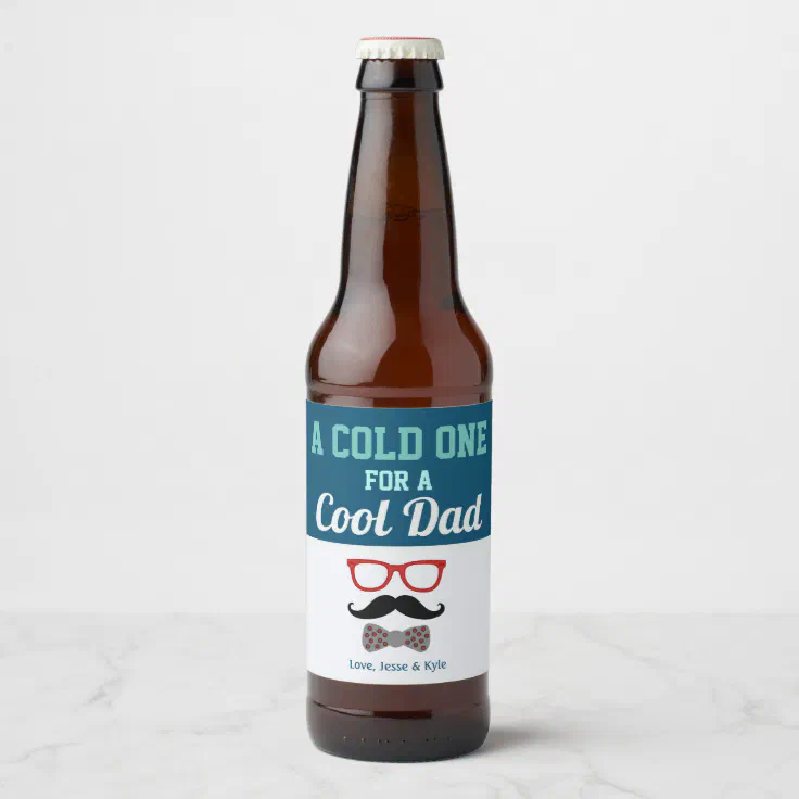 Funny A Cold One for a Cool Dad Happy Father's Day Beer Bottle Label |  Zazzle