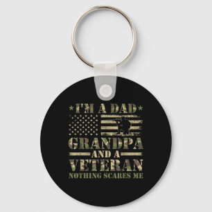 Funny A Dad Grandpa and Veteran Camouflage Flag Keychain