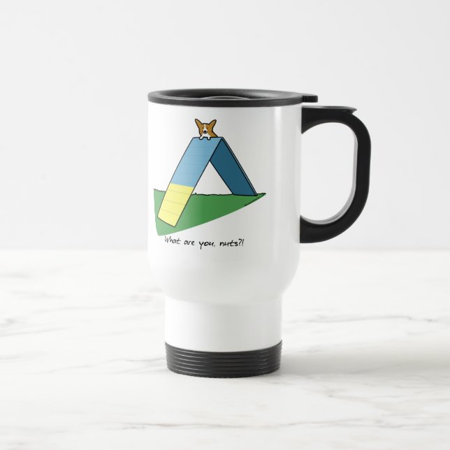 Funny A-Frame Corgi Agility Travel Mug (Right)