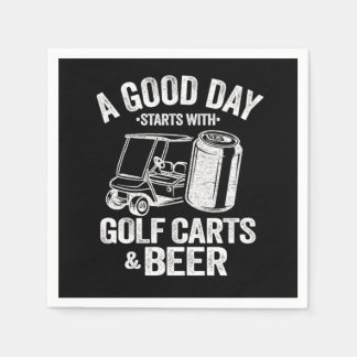 Funny A Good Day Starts With Golf Carts Beer Napkins
