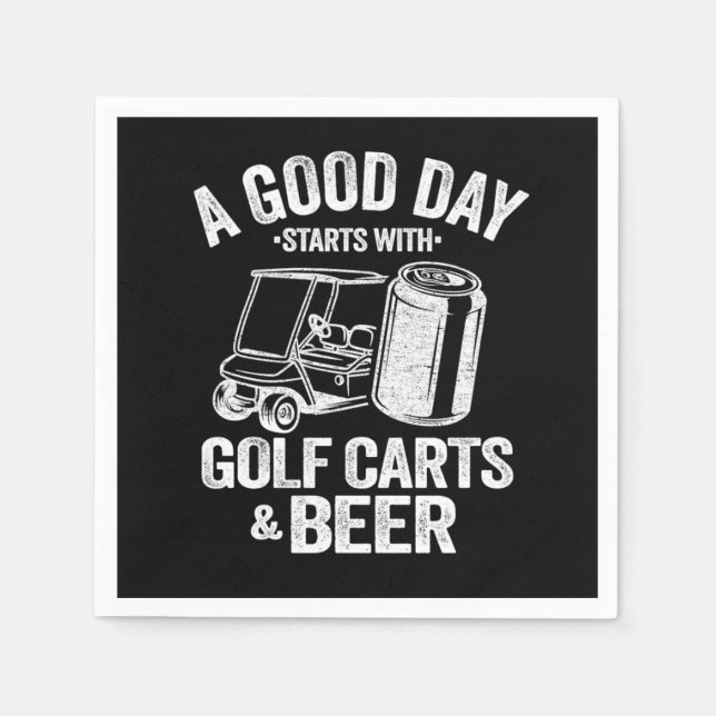 Funny A Good Day Starts With Golf Carts Beer Napkins (Front)