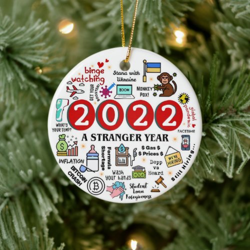 Funny A Strange Year 2022 Year in Review Gas Price Ceramic Ornament