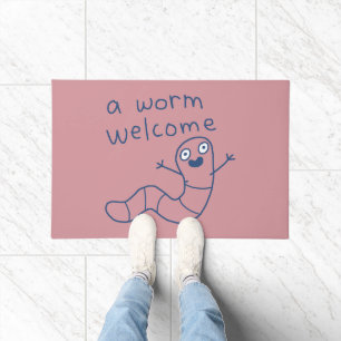 Funny A Worm Welcome Cute Punny Earthworm Doodle Doormat