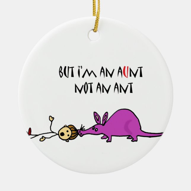Funny Aardvark Eating Aunt not ant cartoon Ceramic Ornament (Front)