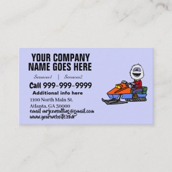 Funny Abominable Snowman Snowmobiling Business Card by tickleyourfunnybone at Zazzle