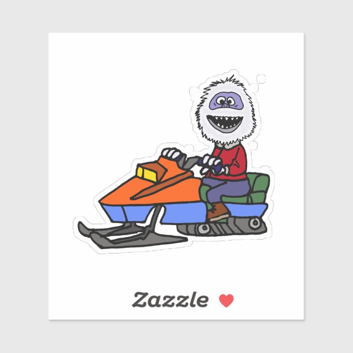 Funny Abominable Snowman Snowmobiling Sticker
