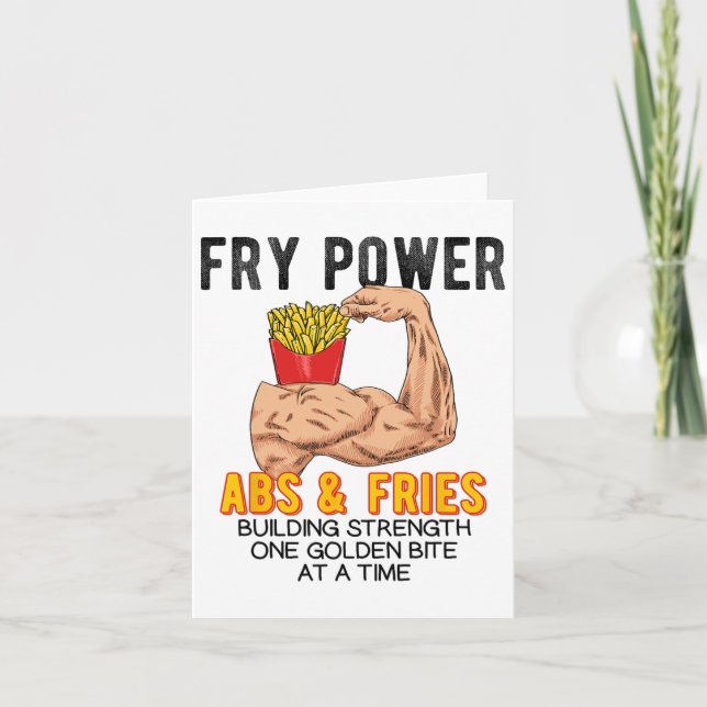 Funny Abs Exercise French Fries Muscle Building Bo Card (Front)