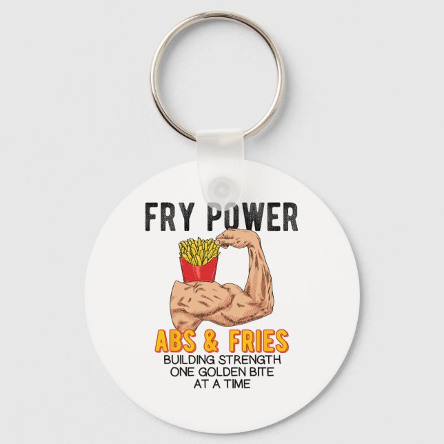 Funny Abs Exercise French Fries Muscle Building Bo Keychain (Front)