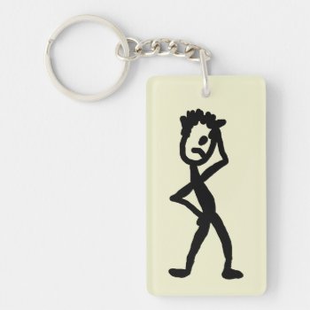 Funny Absent-minded Stick Figure Keychain by HumphreyKing at Zazzle