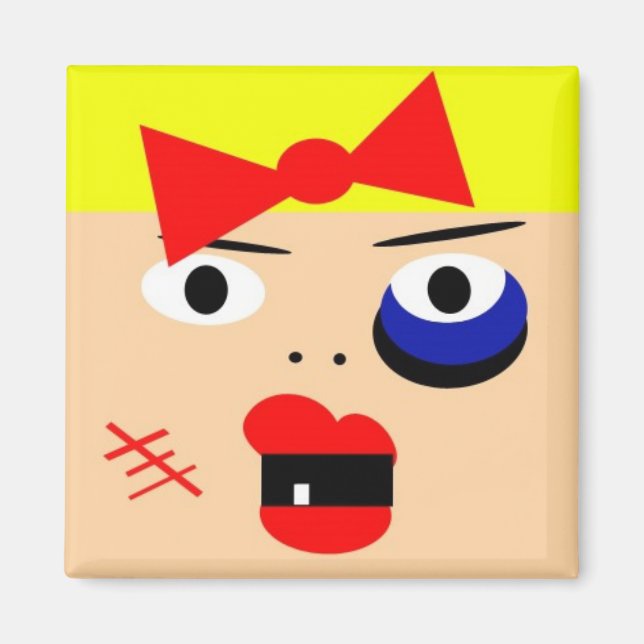 Funny abstract female boxing magnet (Front)