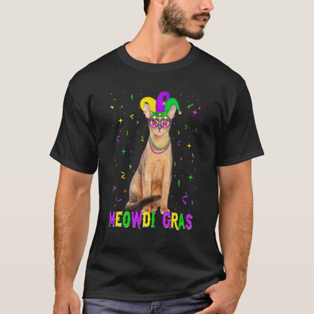 Funny Abyssinian Cat Lover Meowdi Gras Mardi Gras  T-Shirt (Front)