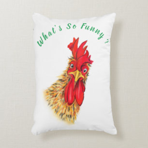 Funny Accent Pillow with Surprised Rooster