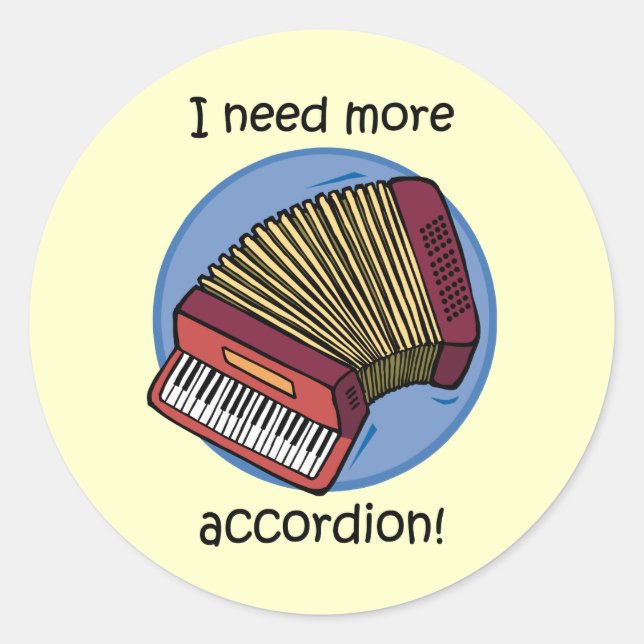 Funny accordion classic round sticker (Front)