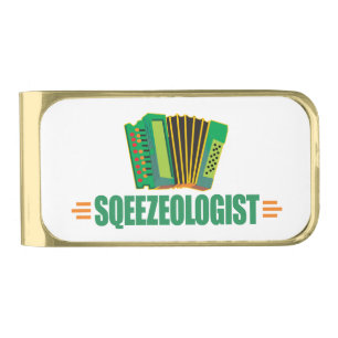 Funny Accordion Gold Finish Money Clip