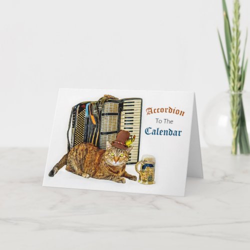 Funny Accordion Kitty Birthday Card