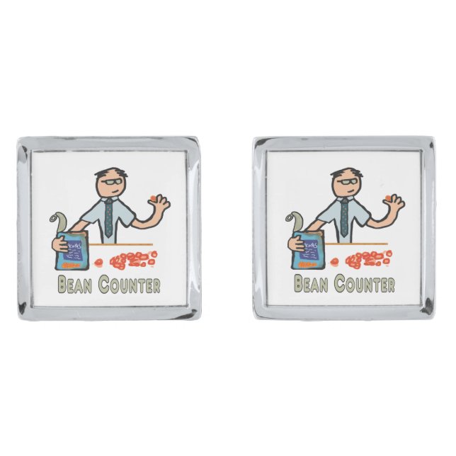 Funny Accountant Bean Counter Cufflinks (Front)
