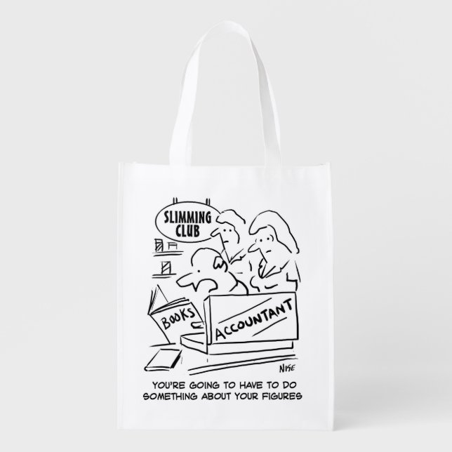 Funny Accountant Checks Slimming Club Figures Grocery Bag (Front)