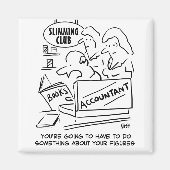 Funny Accountant Checks Slimming Club Figures Magnet (Front)