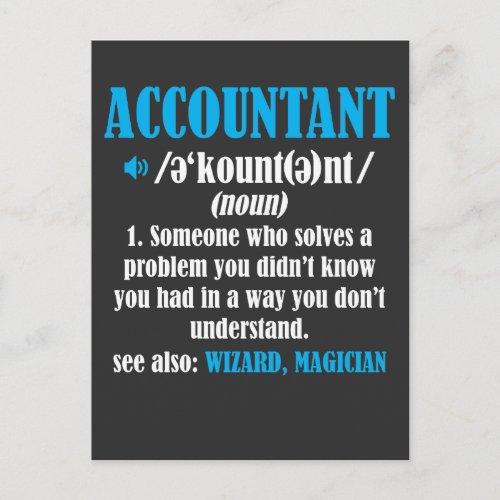 Funny Accountant Gift Idea Definition Accounting Postcard