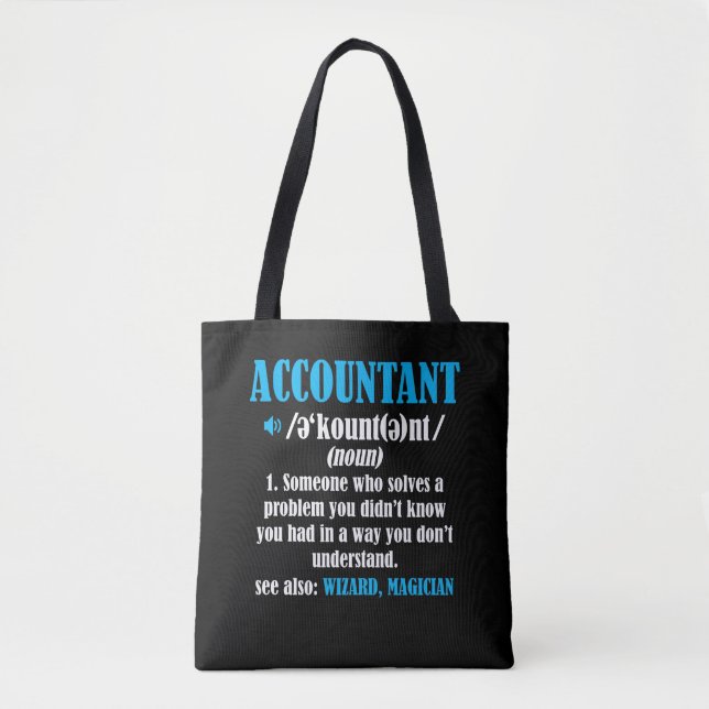Funny Accountant Gift Idea Definition Accounting Tote Bag (Front)
