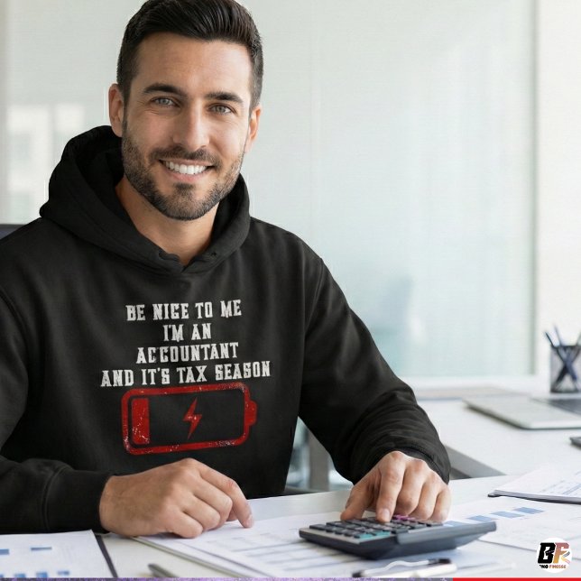Funny Accountant Tax Season Low Battery Custom Nam Hoodie (Creator Uploaded)