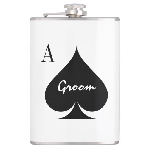 Funny Ace of spades wedding flask for groom