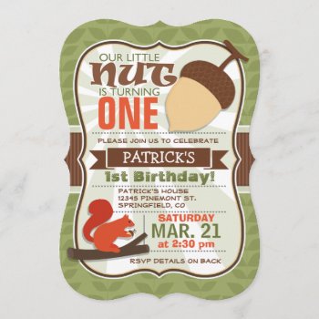 Funny Acorn; Woodland Squirrel Birthday Party Invitation by Card_Stop at Zazzle