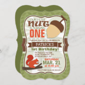 Funny Acorn; Woodland Squirrel Birthday Party Invitation (Front/Back)