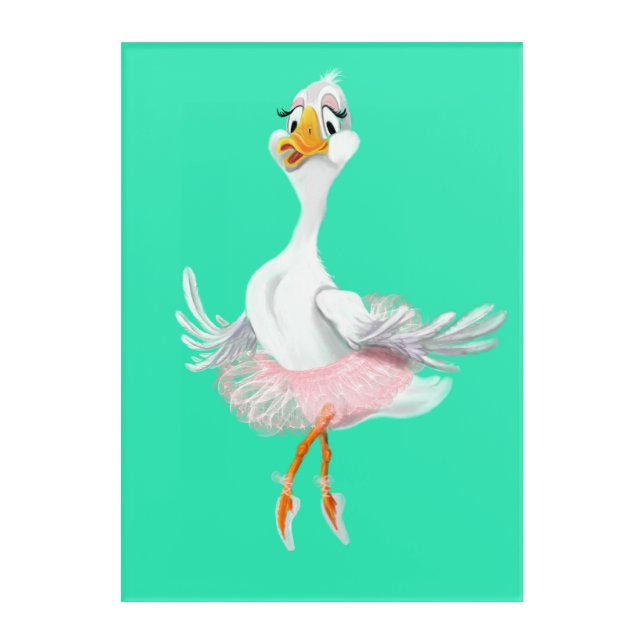 Funny Acrylic Art with Ballerina Duck - Painting (Front)