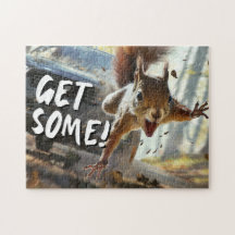 Funny Action Squirrel Jigsaw Puzzle "Get Some"