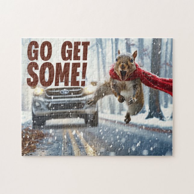 Funny Action Squirrel Jigsaw Puzzle "Get Some"			 (Horizontal)
