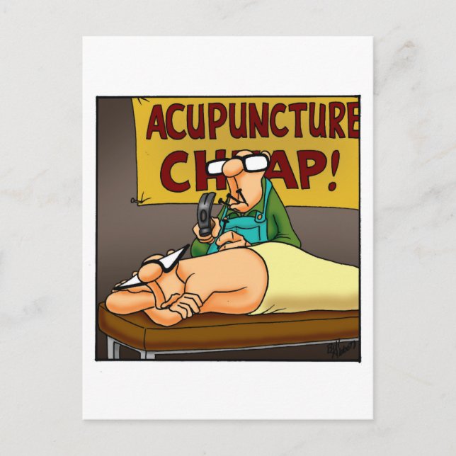 Funny Acupuncture Medical Cartoon Postcard (Front)
