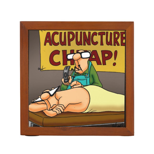 Funny Acupuncture Office Gift Desk Organizer (Front)