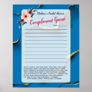 Funny Ad-Lib / Compliment Game Bridal Shower  Poster