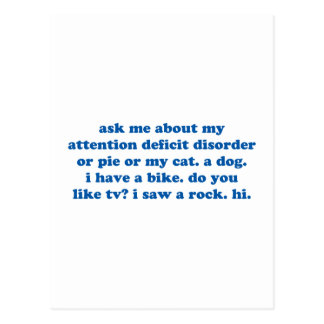 Funny ADD ADHD Quote - Blue Print Postcard