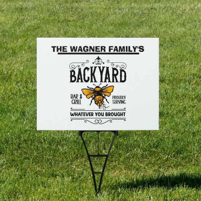 Funny add family name back yard bbq  sign (Insitu)