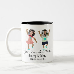 Funny Add Photo Customized Bride &amp; Groom Wedding   Two-Tone Coffee Mug