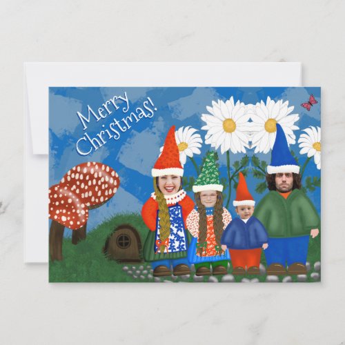 Funny Add Photo Gnome Family Merry Christmas Holiday Card