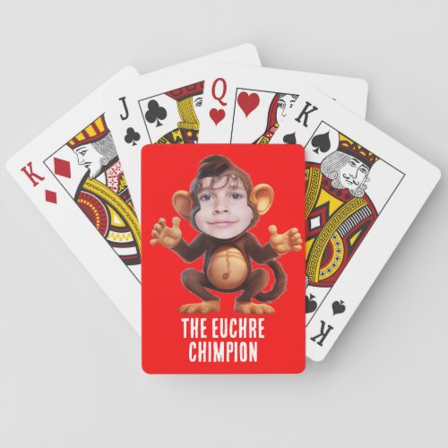 Funny ADD YOUR FACE Pun Champion Monkey Chimp Playing Cards