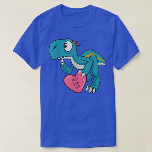 Funny ADHD Blue Dinosaur715 T-Shirt (Design Front)