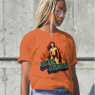 Funny ADHD Crisis Heroine Chaos Energy Retro Comic T-Shirt