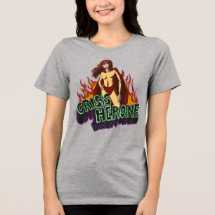 Funny ADHD Crisis Heroine Chaos Energy Retro Comic Tri-Blend Shirt