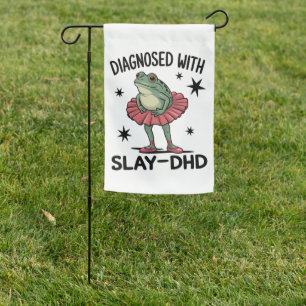 Funny ADHD Frog Neurodivergent Meme Y2K Frogcore Garden Flag