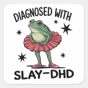 Funny ADHD Frog Neurodivergent Meme Y2K Frogcore  Square Sticker