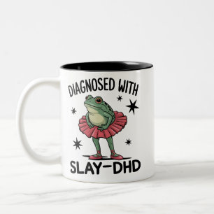Funny ADHD Frog Neurodivergent Meme Y2K Frogcore Two-Tone Coffee Mug