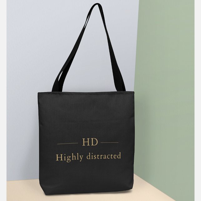 Funny ADHD Luxury Monogram – Elegant Custom Name  Tote Bag (Creator Uploaded)