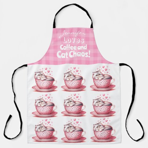 Funny Adorable Cat Coffee All_Over Print Apron
